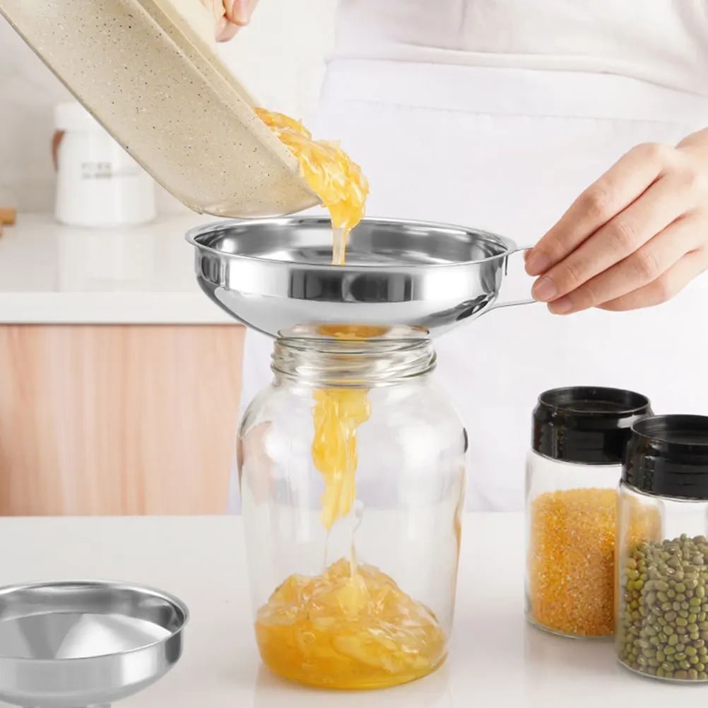 

Wide Mouth Funnel Stainless Steel Kitchen Accessories Dry Ingredients Canning Jar Transfer Oil Salt Soy