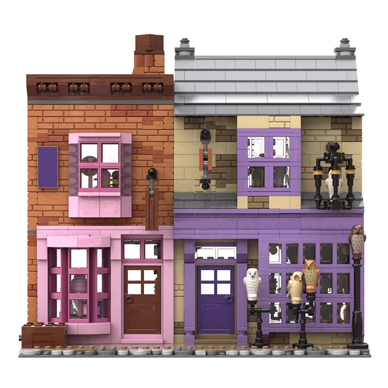 Bricklink Magic Movie Diagon Alley Sweet Shop Apothecary Shop and Eeylops Owl Emporium City House Set Building Blocks Toys Gift