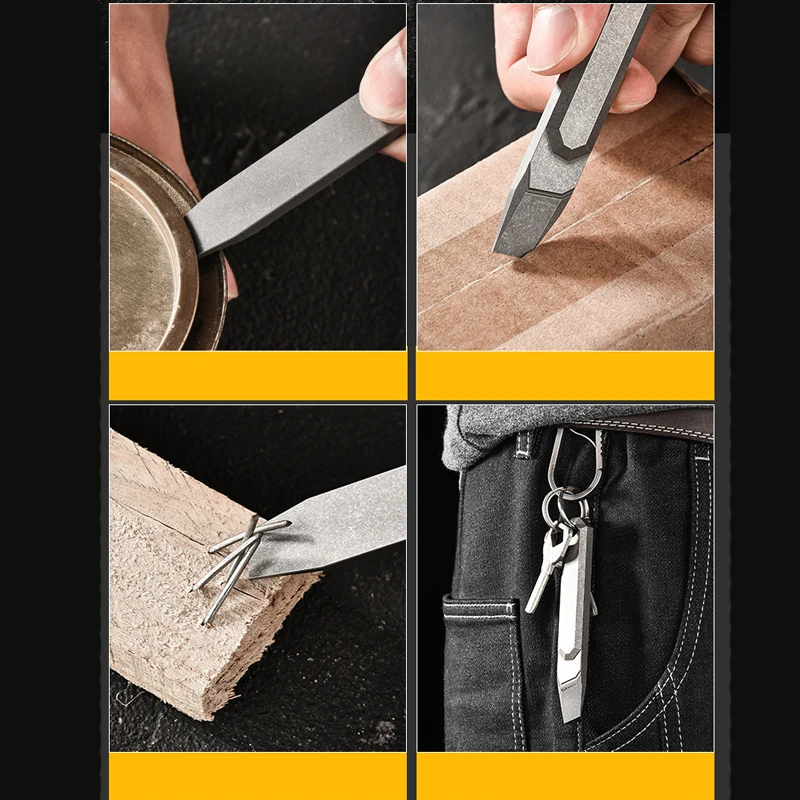 الإبداعية في الهواء الطلق البسيطة EDC المحمولة سبائك التيتانيوم المخل فتاحة الزجاجات المحمولة متعددة الوظائف أداة الطوارئ في الهواء الطلق