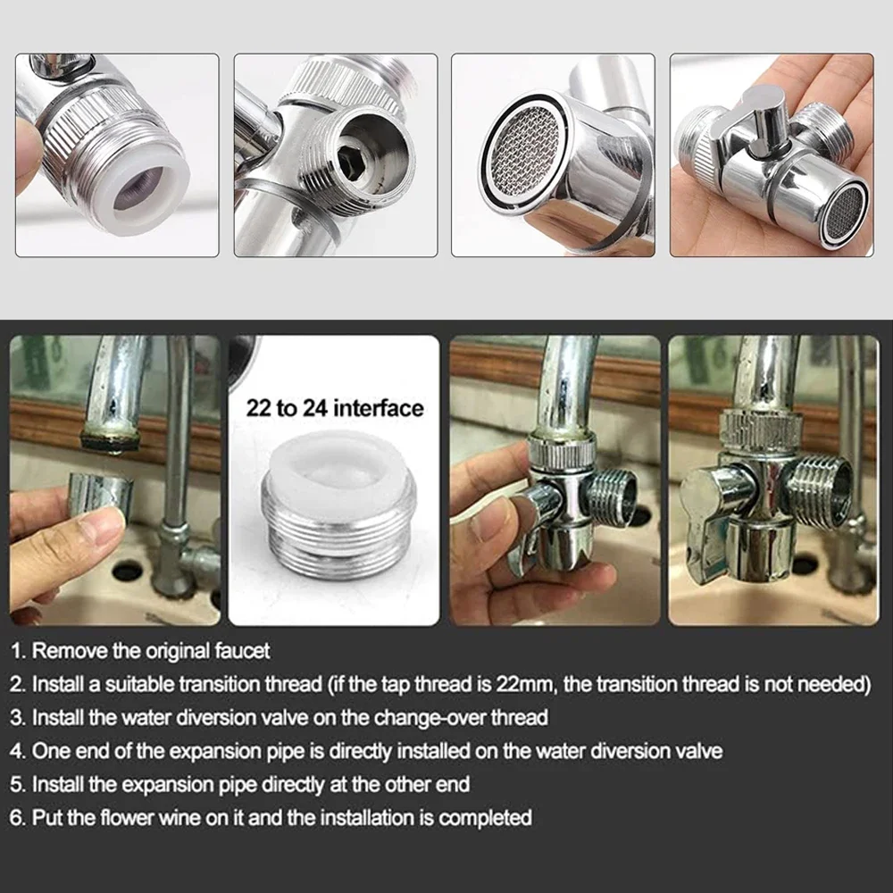 สังกะสีอัลลอยด์และพลาสติกสวิทช์ก๊อกน้ําอะแดปเตอร์อ่างล้างจาน Splitter วาล์ว Diverter Water Tap Connector สําหรับห้องน้ํา Access