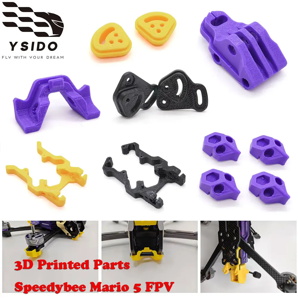 3D Printed Parts TPU Holder O3/O4PRO Lens Gasket Gopro Seat Foot Mat for Speedybee Mario5 FPV Racing Drone Frame Replacement Kit