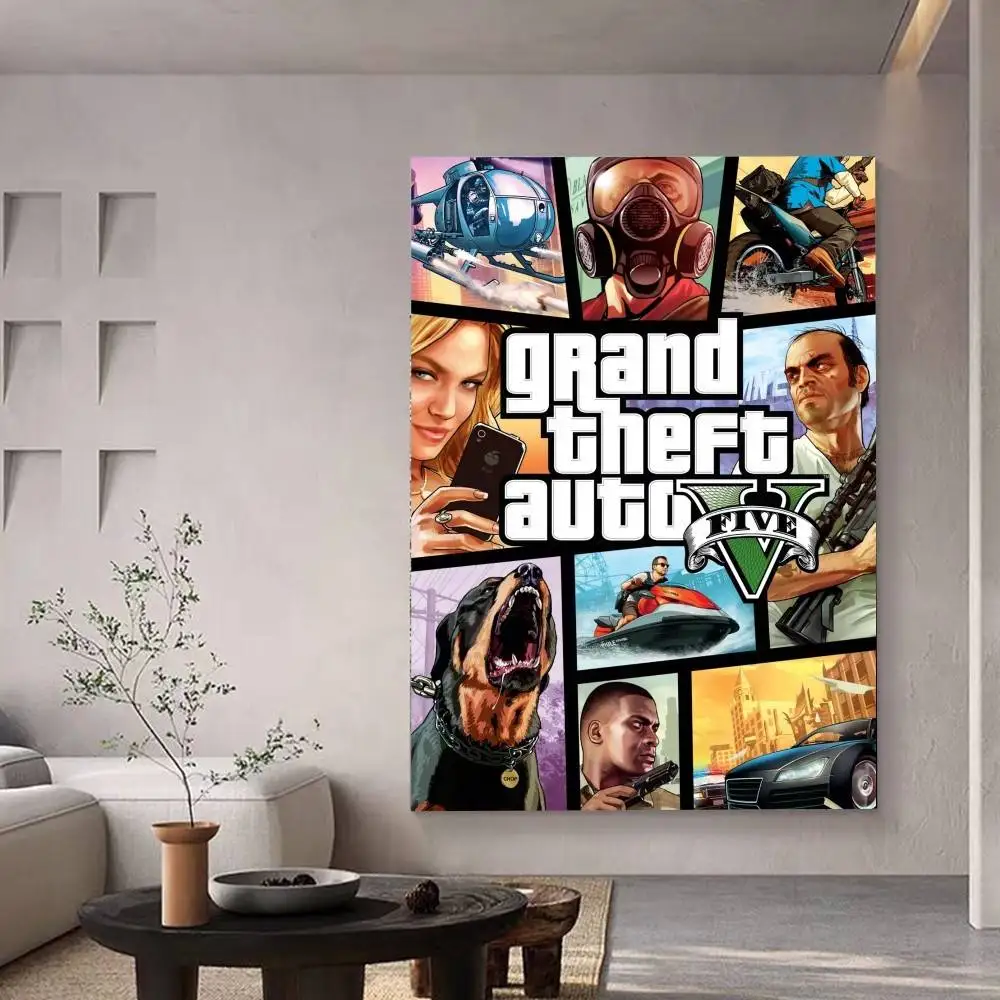 ملصق لعبة Grand Theft-Auto GTA-V ملصقات لاصقة مقاومة للماء ملصق ورقي للمقهى وبار ديكور المنزل #5