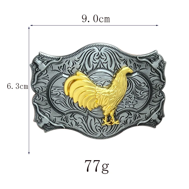 Cockfighting rooster belt buckle Western style