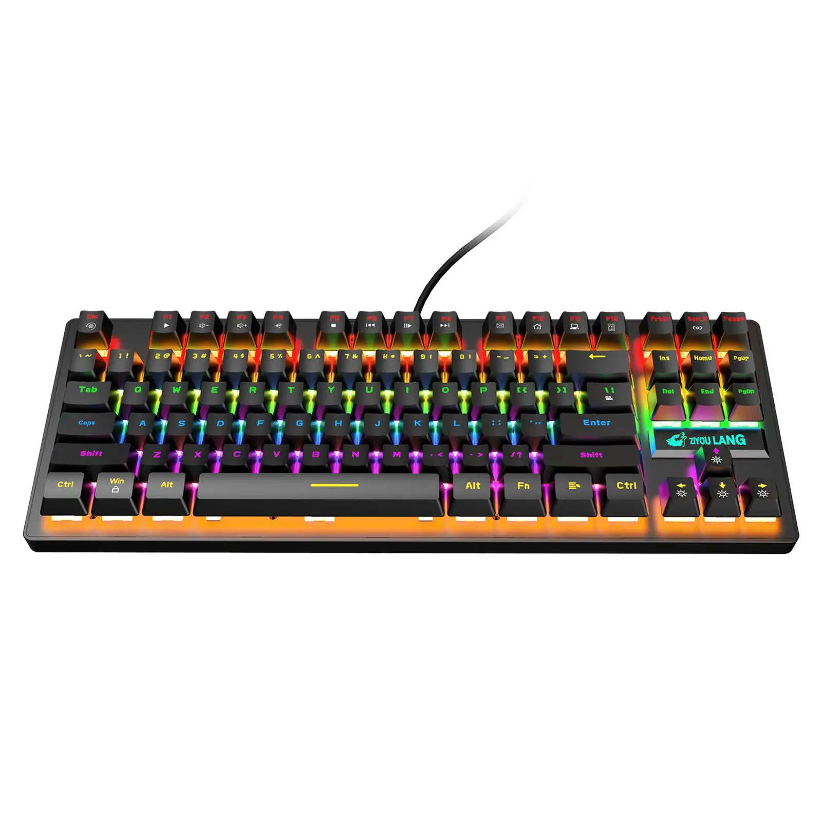 USB Mechanical Gaming Keyboard, Anti-ghosting Detachable Panel, Rainbow Backlit, Gamer for Gaming Computer Desktop PC Compact
