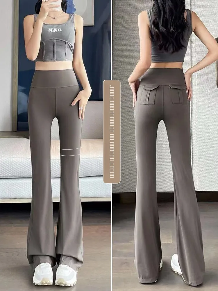 2025 Pantaloni da yoga delle nuove donne a vita alta Campana Bot Sottile Primavera Estate Bla Pantaloni casual ket Design Boting Pantaloni