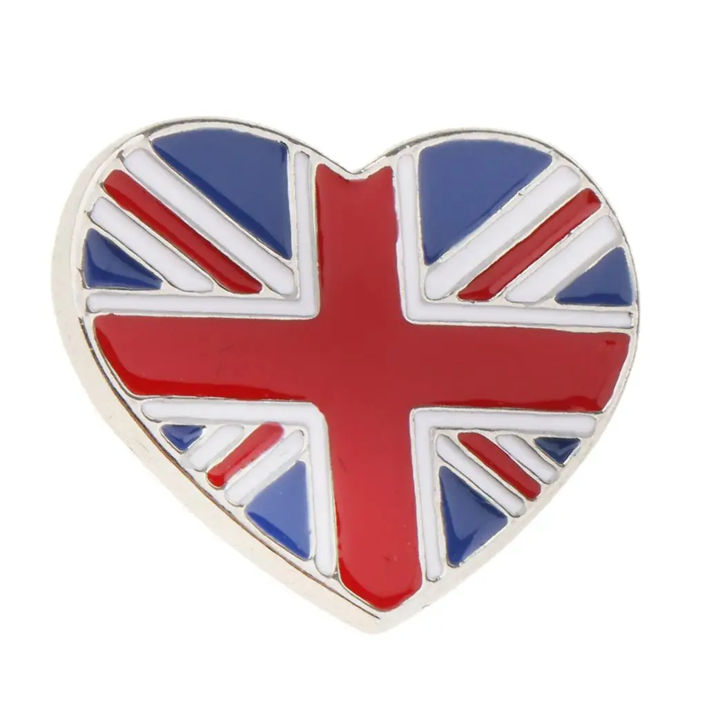 Heart Enamel Union Jack Brooch Pin British National Flag Colored Pin Badge