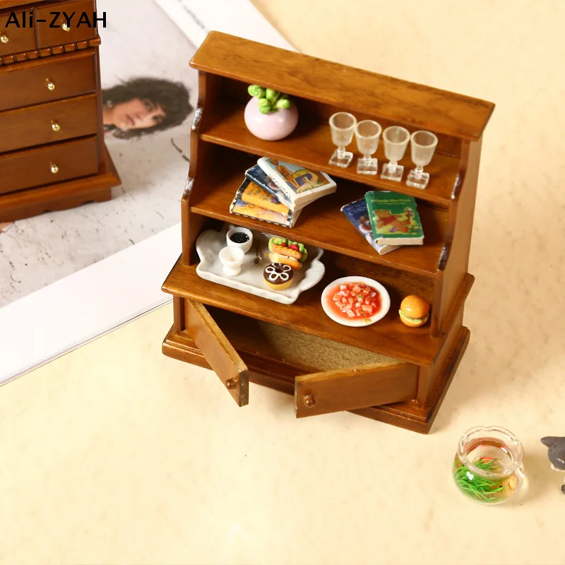 【AH】1/12 Dollhouse Storage Cabinet Locker Display Cabinet Dollhouse Living Room Study Dolls House Furniture Accessories