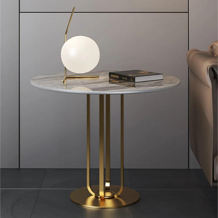Modern Design Round Desk Side Table Modern Gold Base Living Room Center Coffee MDF Top Round Coffee Table
