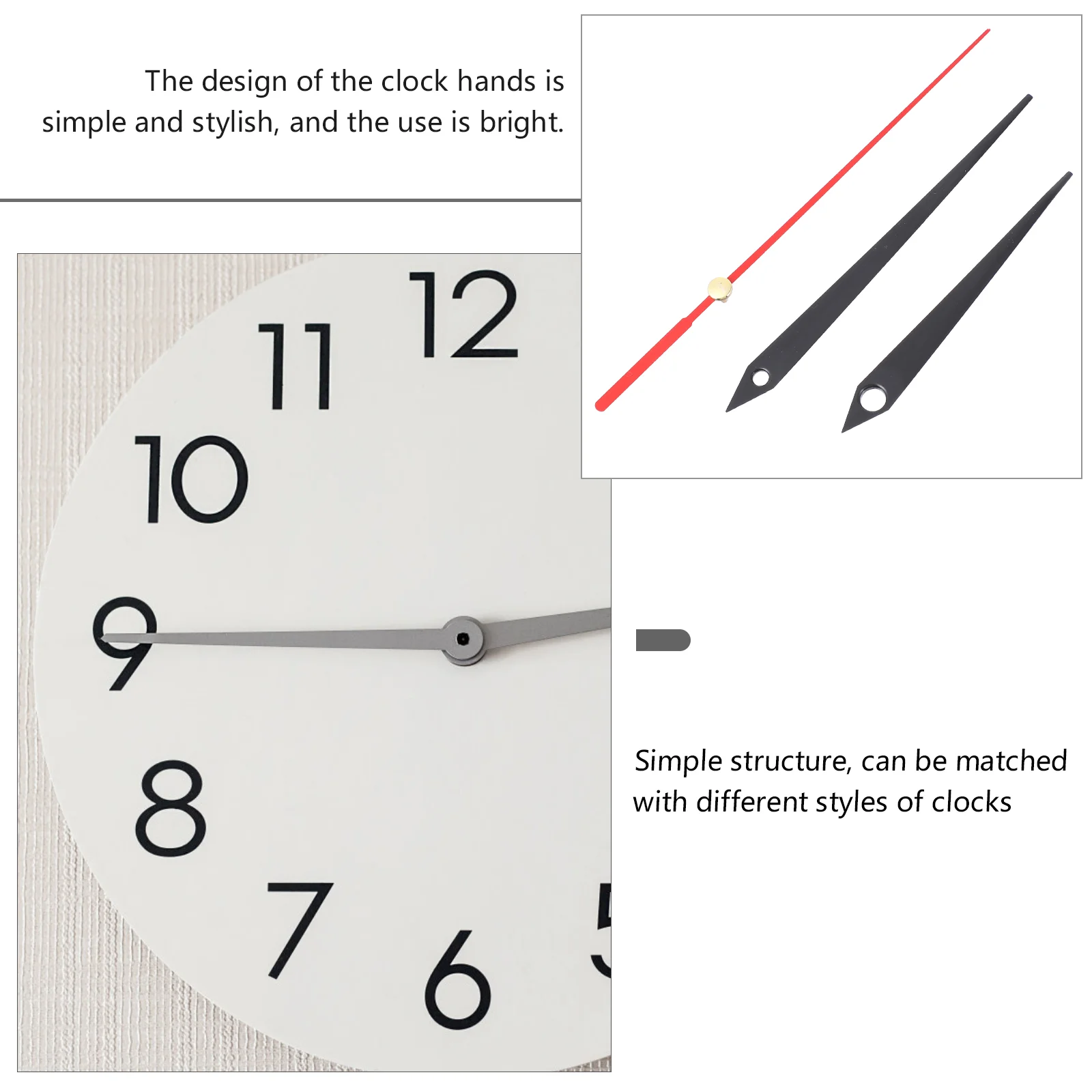 10 ensembles d'horloge murale en métal, mains uniquement, livraison gratuite, pièces de grand pointeur, travail de précision