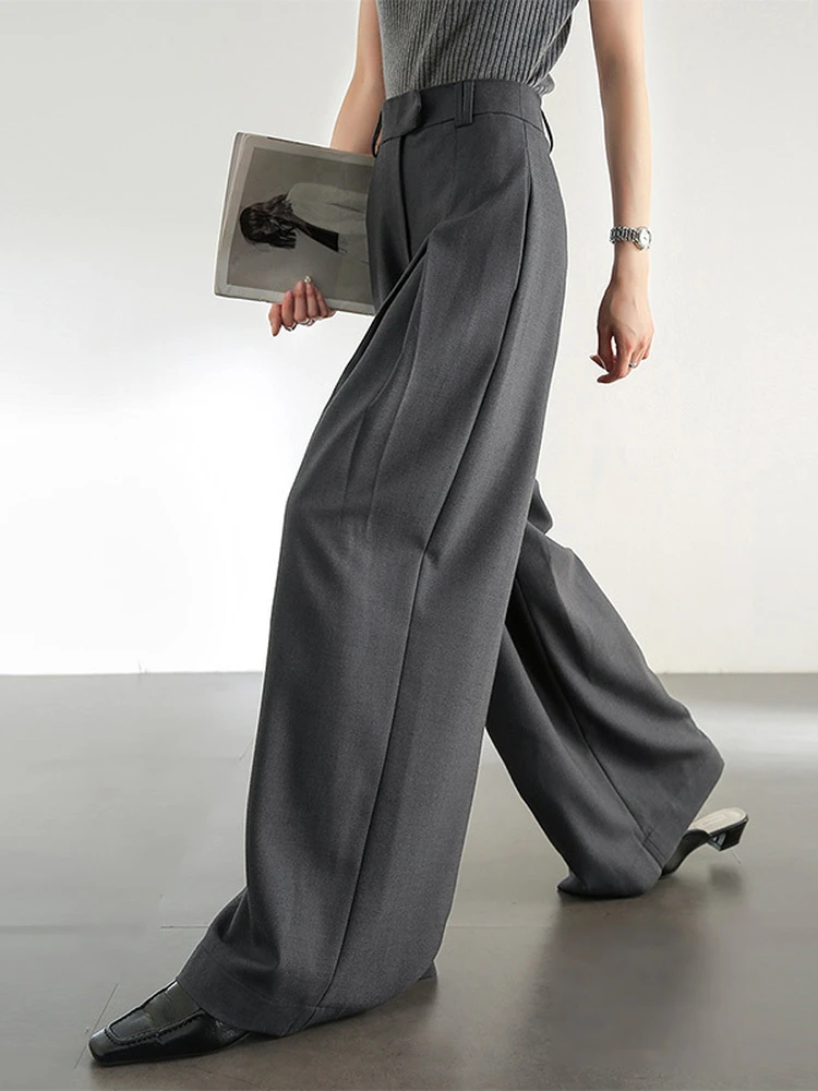 SENTUBILA Women Wide Leg Pants Office Lady Work Wear Trouser 2025 Spring Fashion Elegant Commute Full-length Pants 133K51993