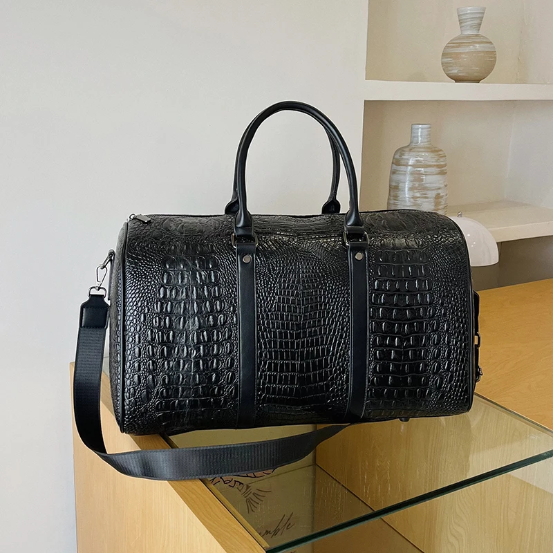 

Black crocodile Pattern Crossbody Bag For Women Luxury Travel Tote High Capacity Storage Messenger Bag Brown Female Handbag