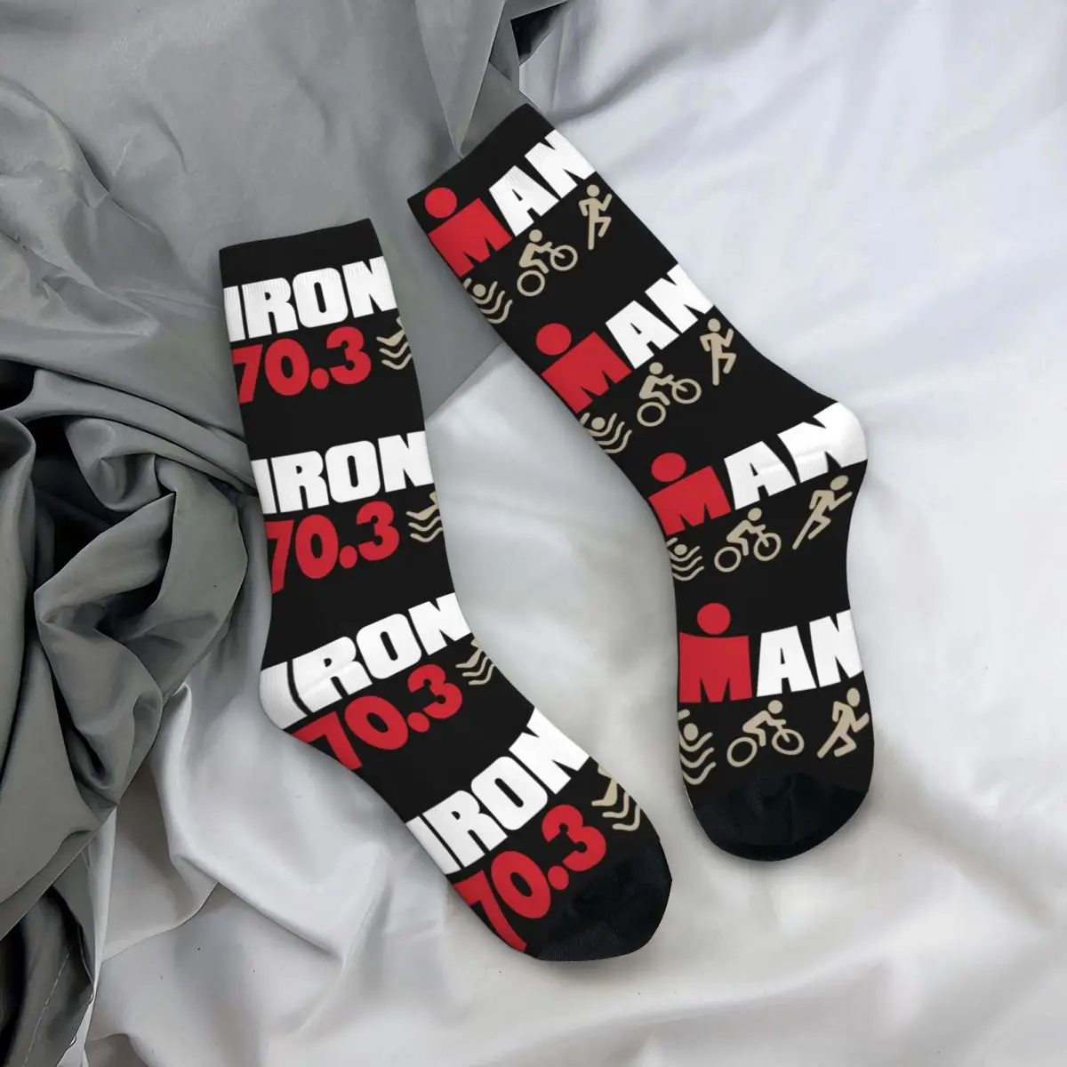 Triathlon Swimming Cycling Running Design Socks Merch for Unisex Cozy Sock