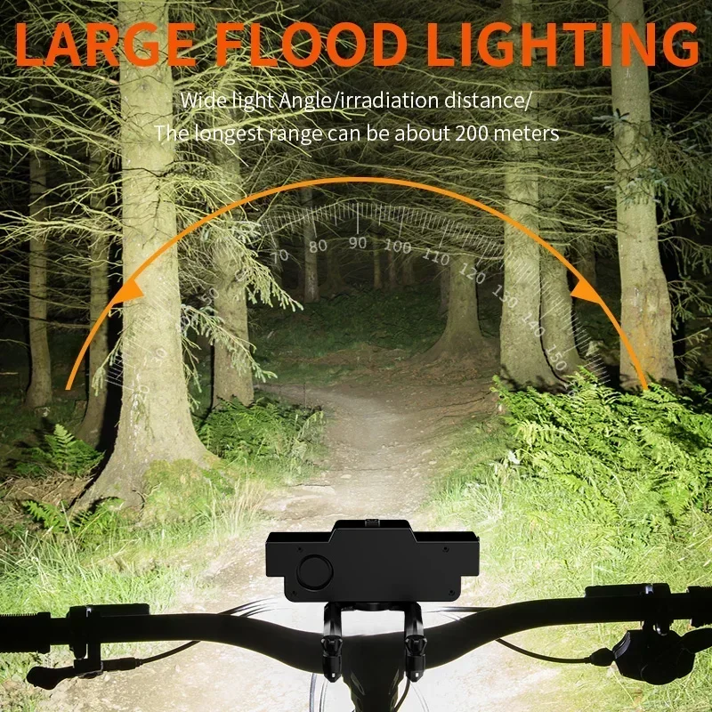 LED Bicycle Headlight Charging Cycling Safety Front Lamp 120dB Horn Display High Brightness Bike Flashlight Bicycle Accessories