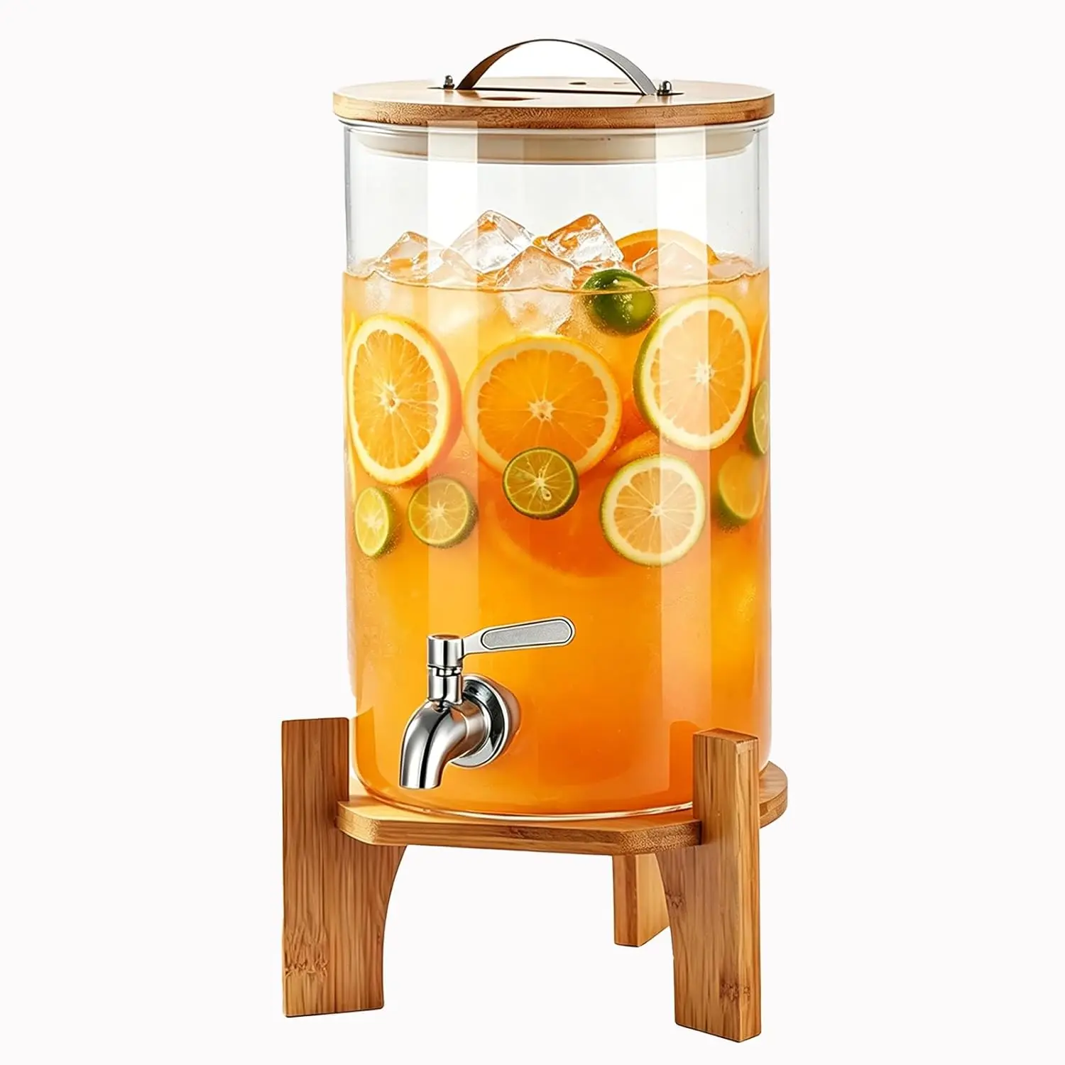 

2.1 Gallon Glass Beverage Dispenser with Stand for Parties, Weddings, and Bars