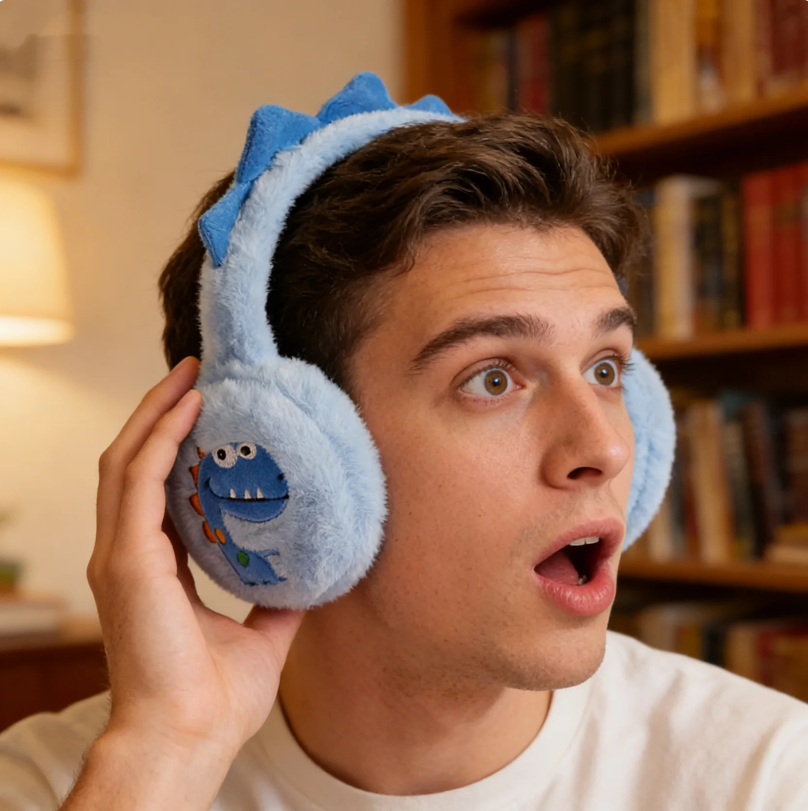 Cartoon Dinosaur Plush Earmuffs, Soft and Warm, Playful Design, Multiple Colors Available, Suitable for Autumn and Winter Daily Use/Outdoor Cold Protection, Holiday Gift