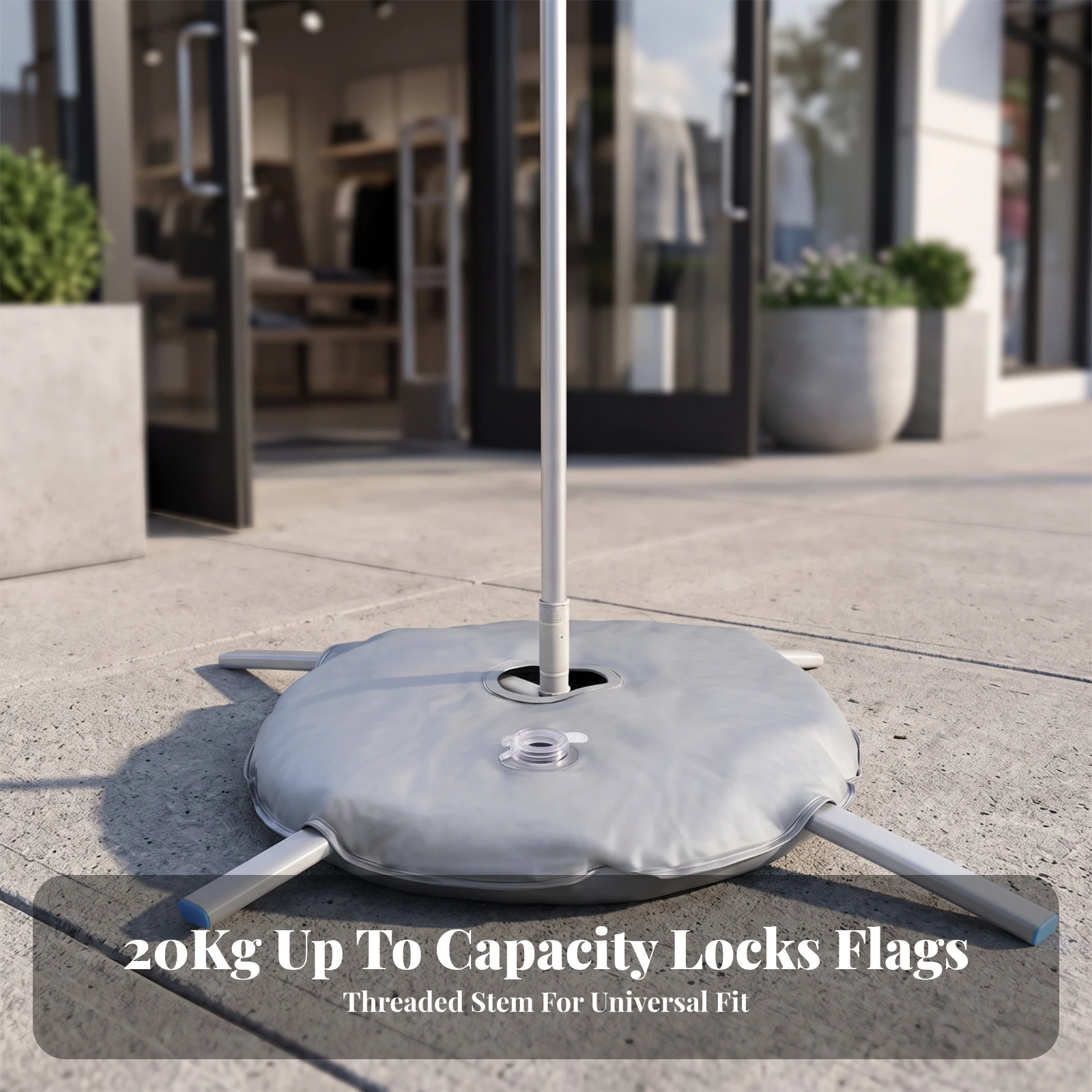 Feather Flag Base Weight Bag Low-Silhouette Water Bag with Pole Socket Fillable Flag Base Leak-Resistant Hardware Portable