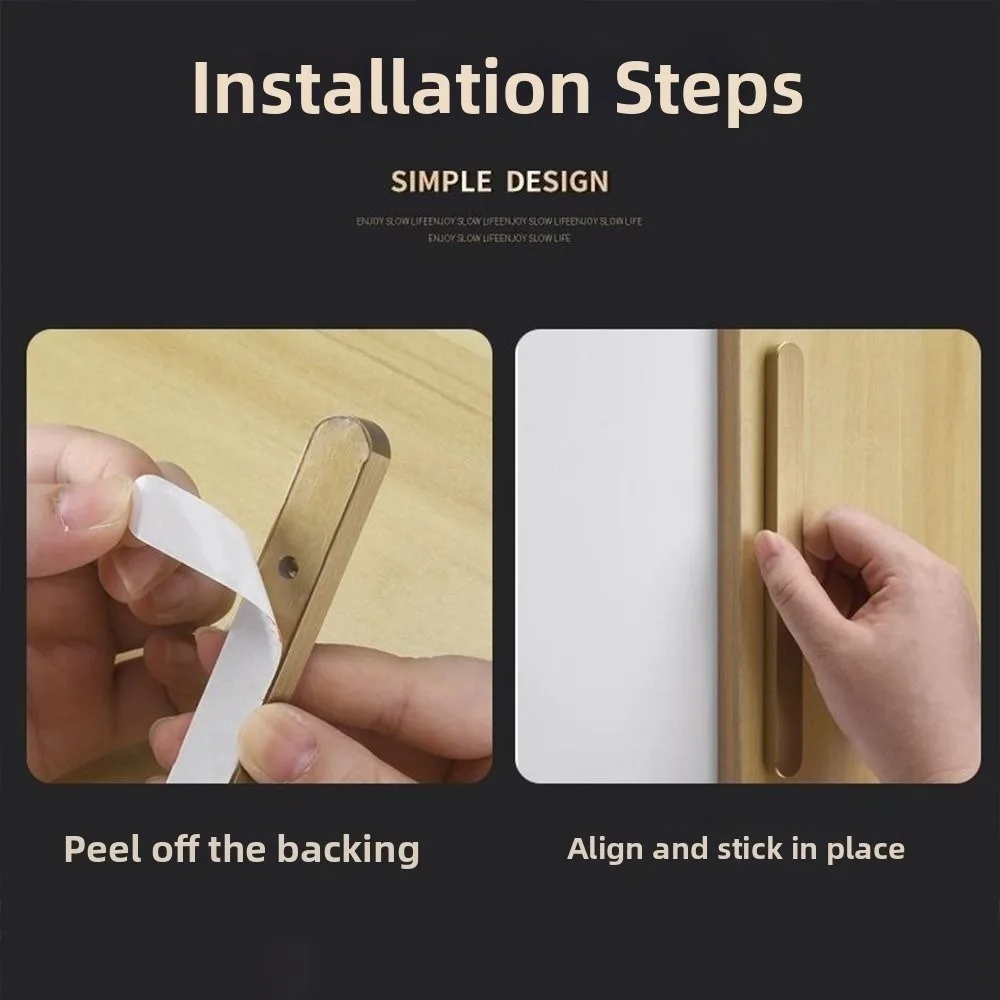 Self-adhesive Stick On Sliding Door Handles 7 Inch Punch-free Cabinet Handles Multifunctional Aluminium Alloy Drawer Pulls