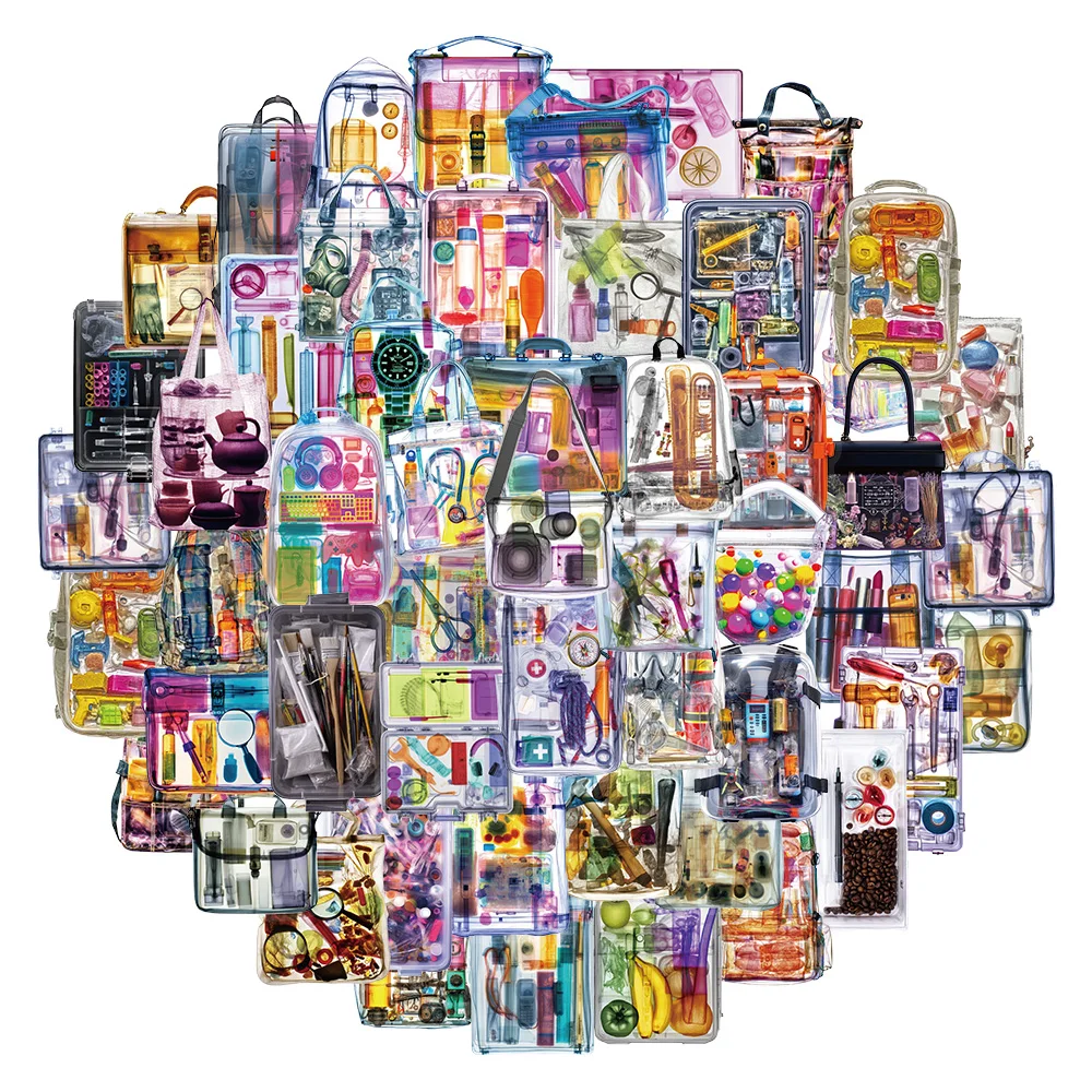 

50PCS Creative X-ray View Box Fun Stickers DIY Luggage Notebook Water Cup Computer Waterproof PET Stickers
