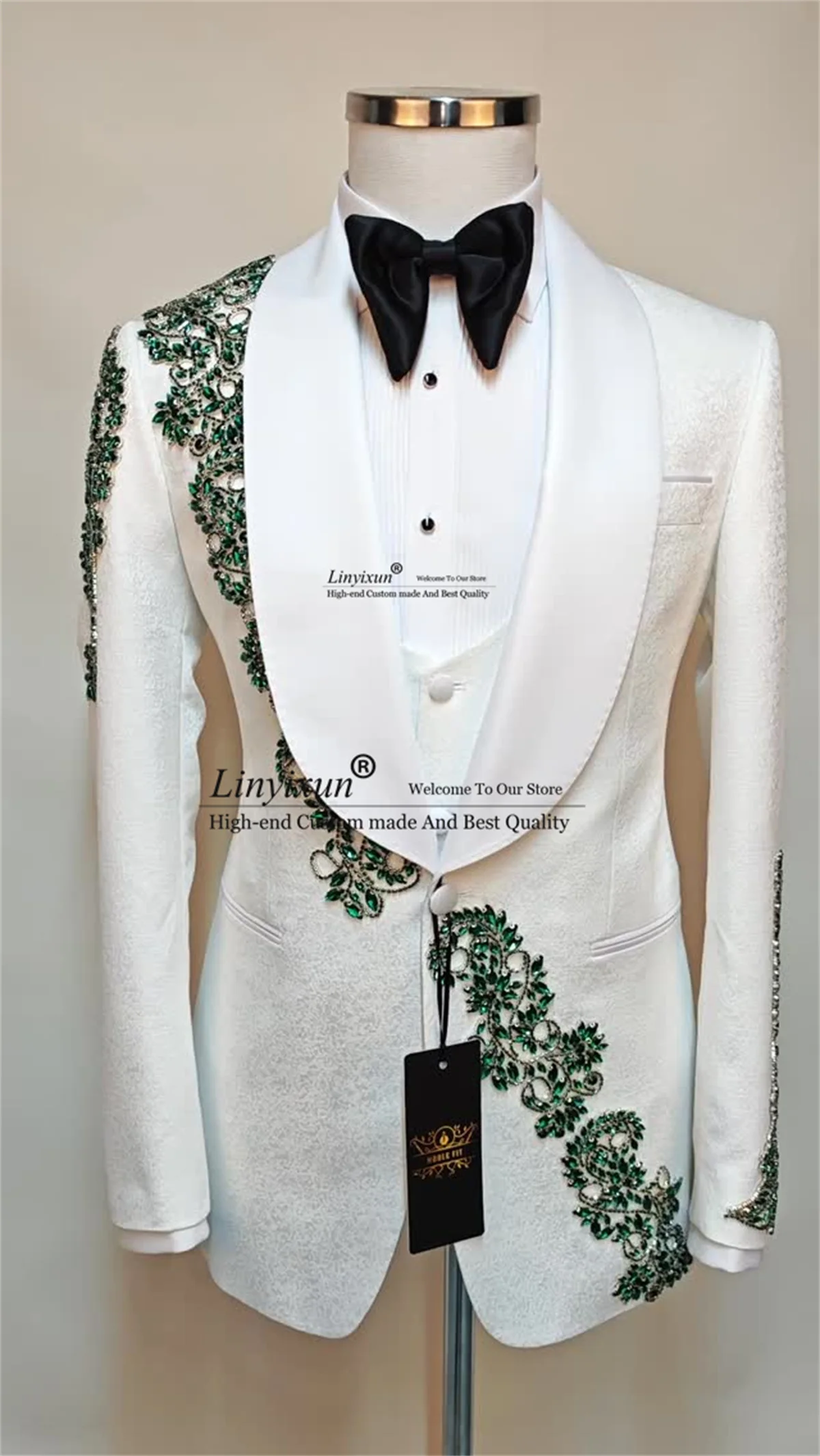 

Блестящие смокинги с бриллиантами и драгоценными камнями, мужские костюмы, комплекты из 3 предметов, пиджак для жениха, индивидуальный облегающий жаккардовый пиджак для свадебной вечеринки, для мужчин