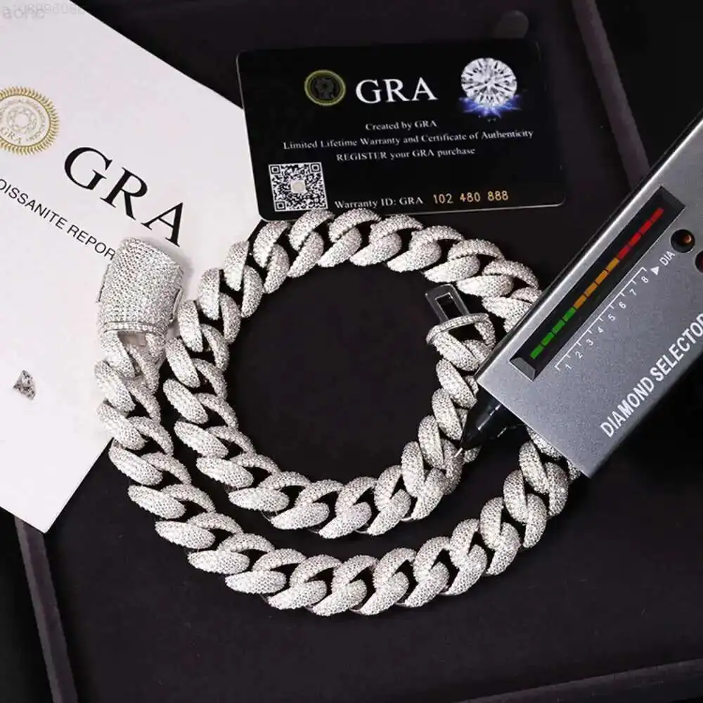 

Xingguang Rts Широкая кубинская цепочка из звеньев шириной 17 мм Iced Out Aglare Moissanite Vvs Clarity Cuban Link Chain для жизни в стиле хип-хоп