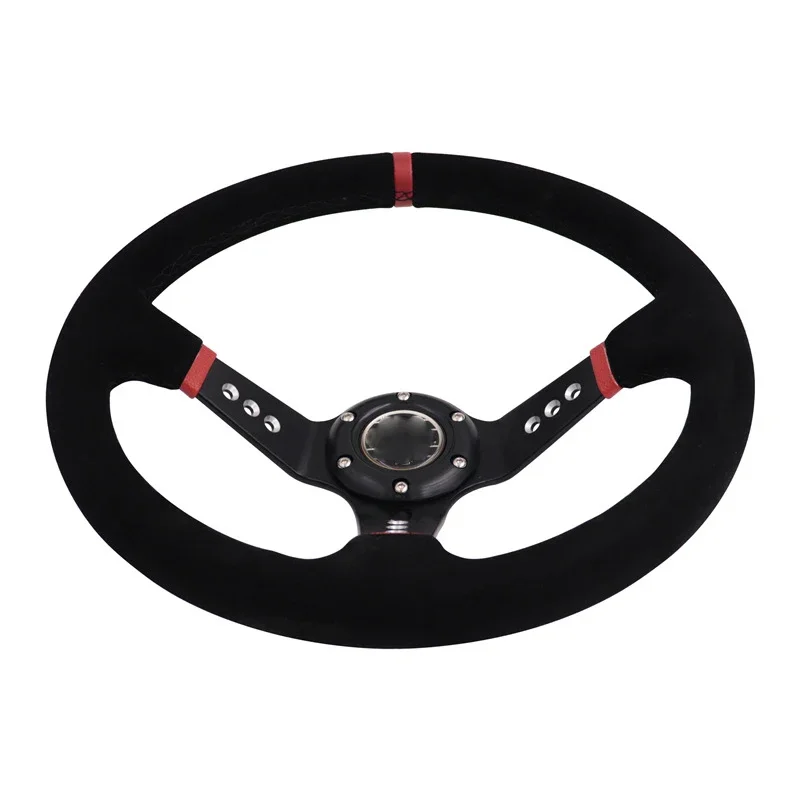 

Racing Steering Wheel Universal Racing Modified Steering Wheel Leather Deep Concave Aluminum Alloy Steering Wheel Auto Parts