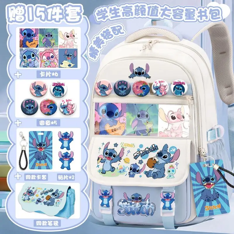 

Милый рюкзак с персонажем Дисней Стич для начальной и средней школы, креативный персонализированный рюкзак для хранения канцелярских принадлежностей, подарок, оптовая продажа.