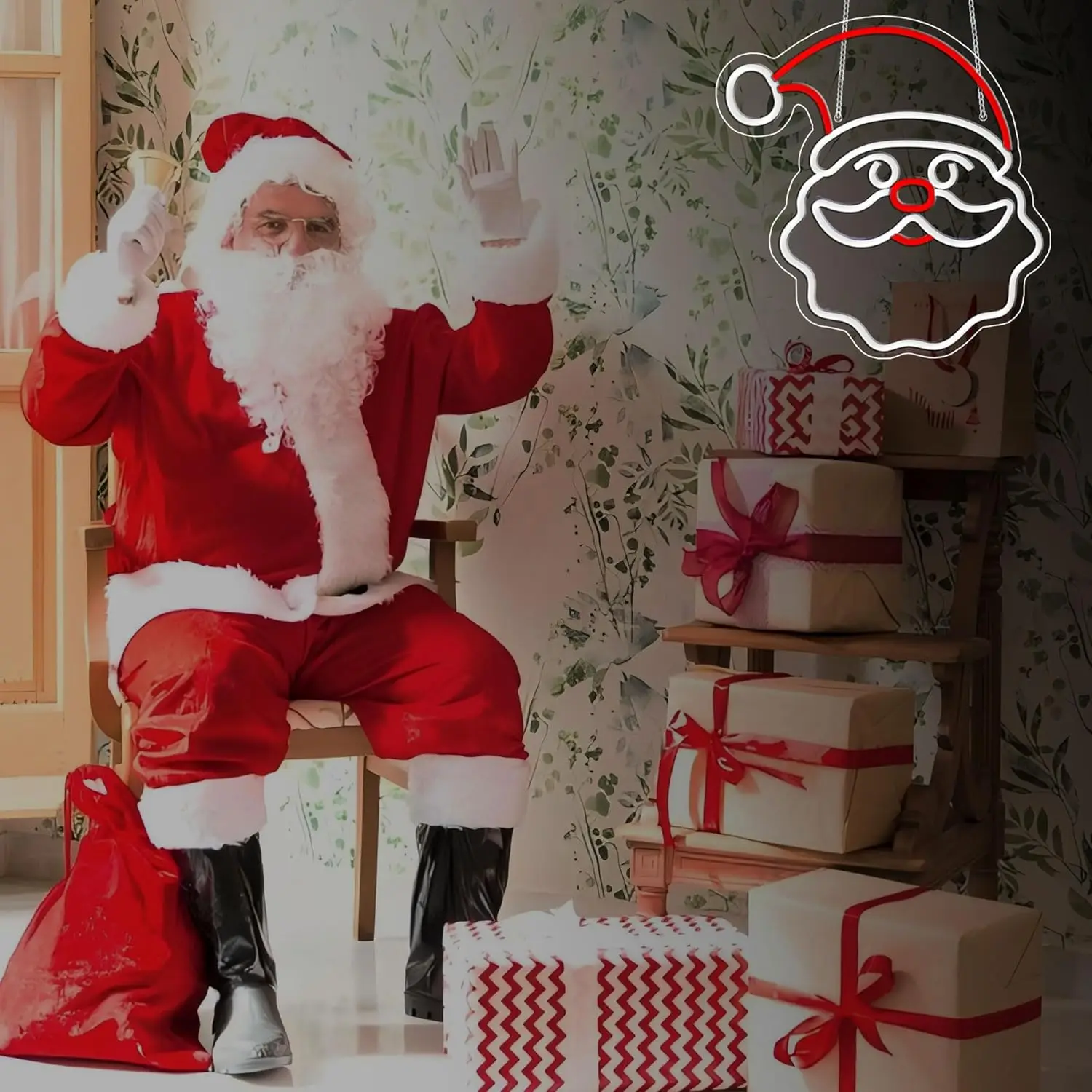 Christmas Santa Claus Neon Sign USB Dimmable LED Neon Lgiht for Party Bar Office Room Window Home Decoration Gift Xmas Lgiht