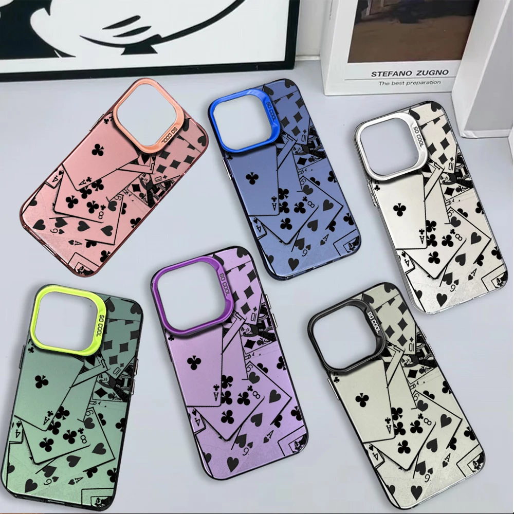 Stylish Poker New Luxury IMD Phone Anti-drop Cover Case For iPhone 11 12 13 14 Pro Max 15 16 Plus