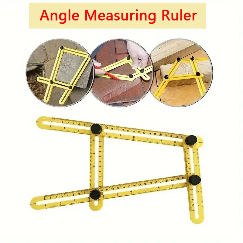 1pc Multi Angle Measuring Ruler 4-Sided Angle Measurement Tools Folding Rulers Protractors For Builders Craftsmen Carpenters