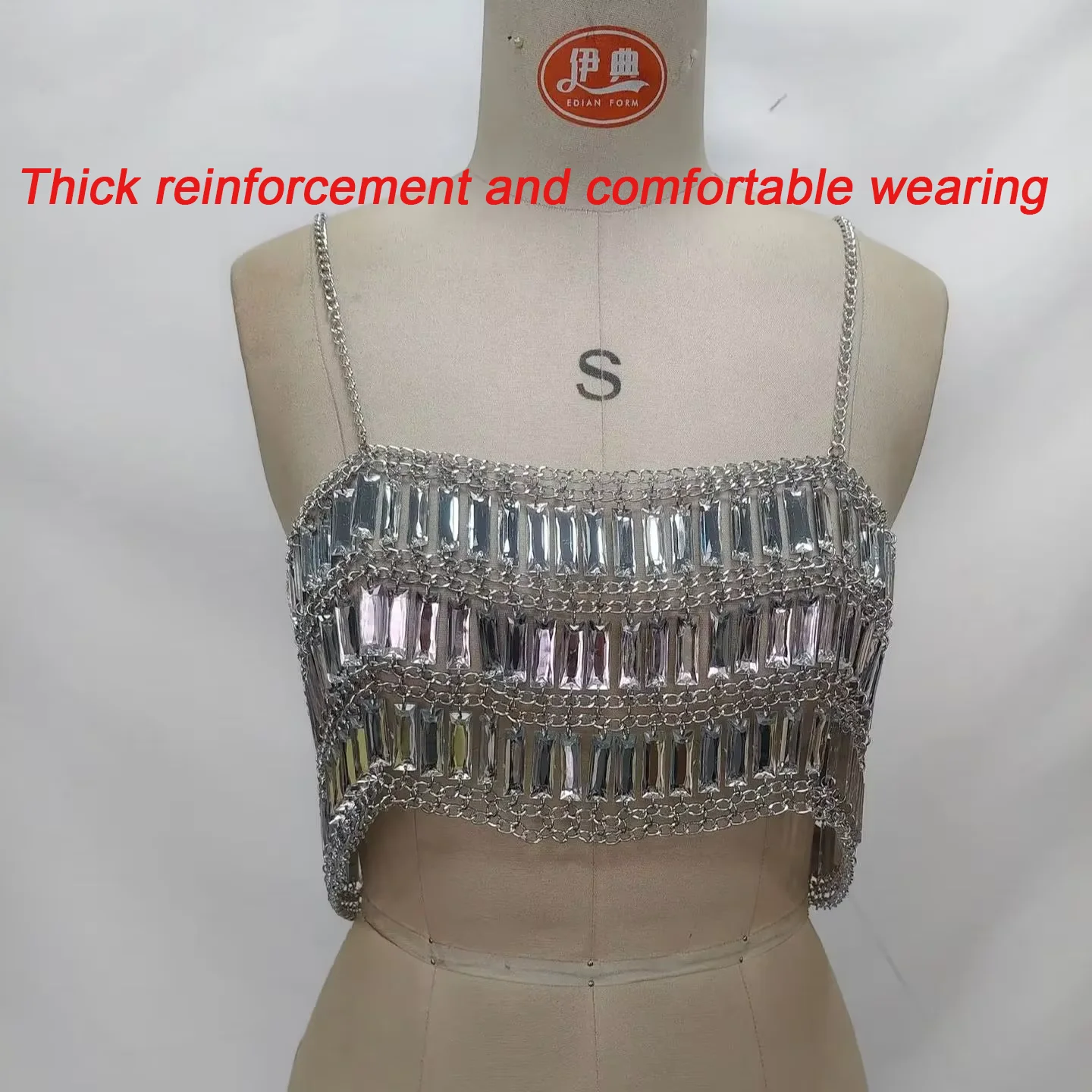 สร้อยคอช็อคเกอร์อะคริลิคประดับเลื่อมทำมือแบบหลายชั้น สไตล์สาวฮอต สำหรับงานปาร์ตี้กลางคืน  แบบเลเยอร์