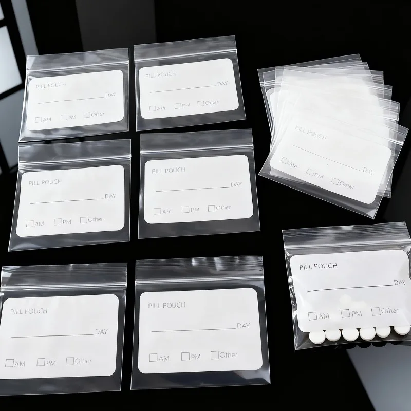 200/50 قطعة حقيبة حبوب صغيرة واضحة حبوب منع الحمل موزع أكياس المحمولة السفر جوهرة الحقيبة الذاتي ختم جوهرة أقراط حقيبة التخزين مقاوم للماء #4