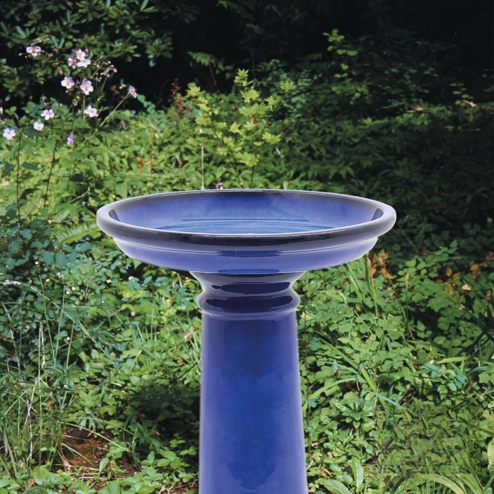 

Ceramic Bird Bath, Cobalt Blue