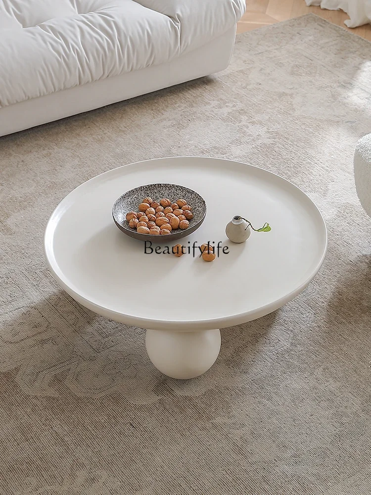 French Cream Style round Bowl Coffee Table Small Apartment Living Room Home White round Small Coffee Table