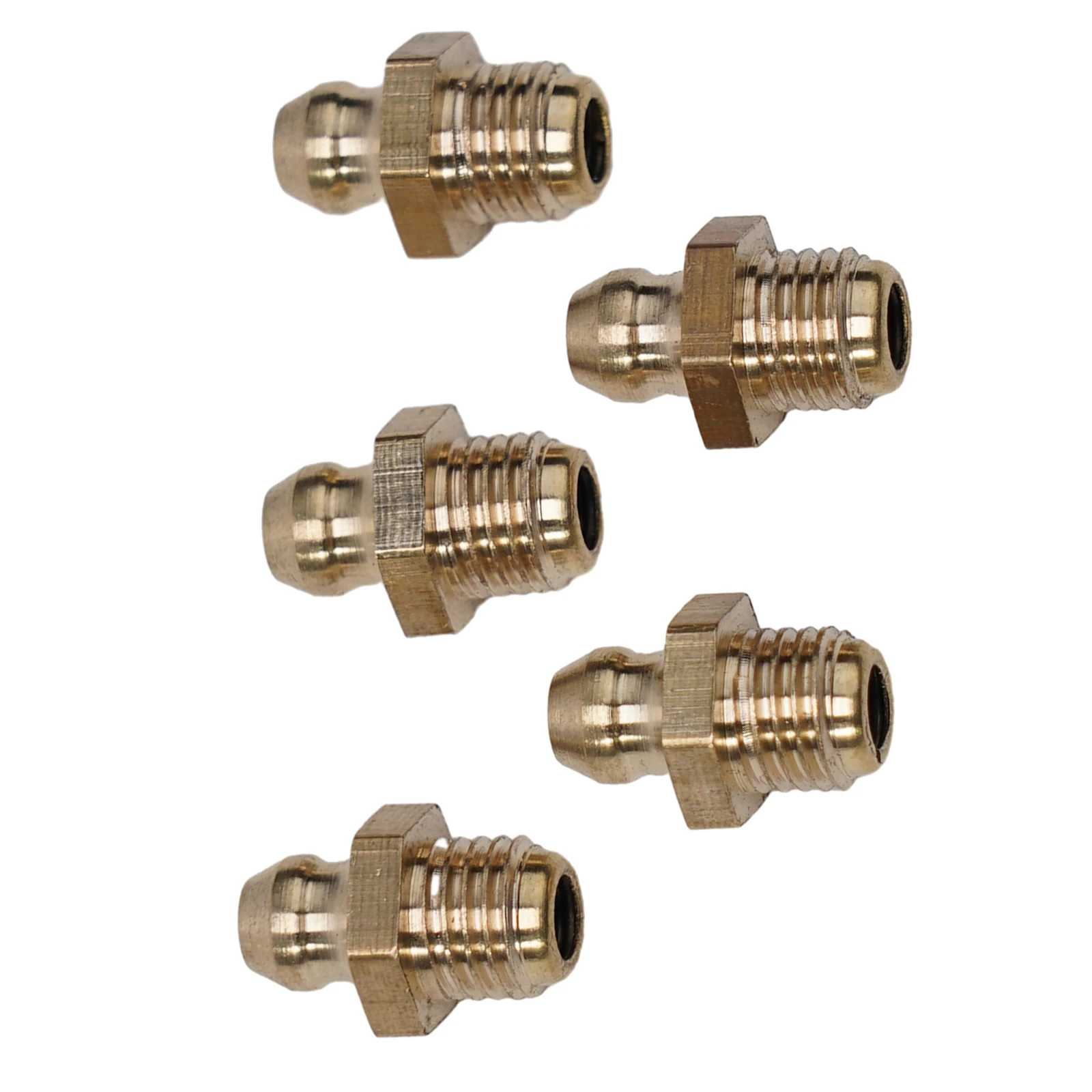 5pcs Brass Straight Hydraulic Grease Fitting M8 X 1mm Thread Grease Nozzle Connection Grease Nipples Replacement For Bearings