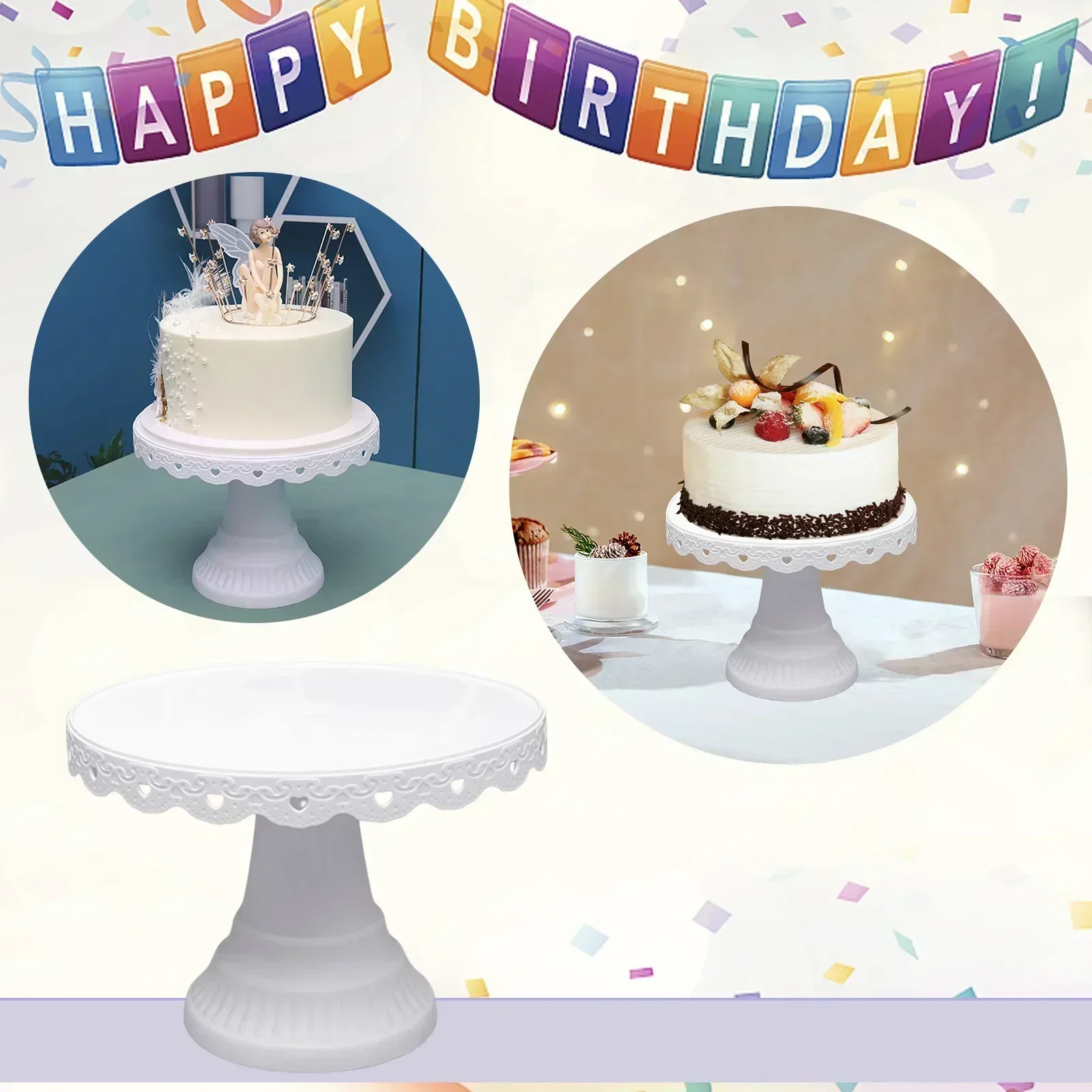 White Simple And Beautiful Cake Tray Reusable Cake Stands Cupcake Holder Dessert Display Plate For Party Wedding Party Birthday