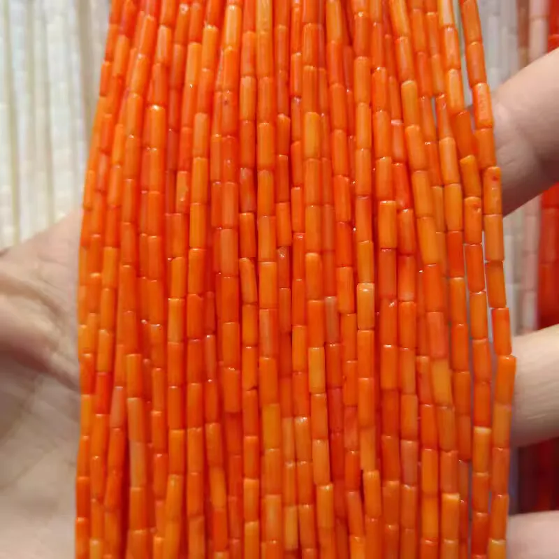 orange red white pink Coral pillar 2*4mm 38CM for DIY jewelry making  loose beads FPPJ wholesale  nature gemstone