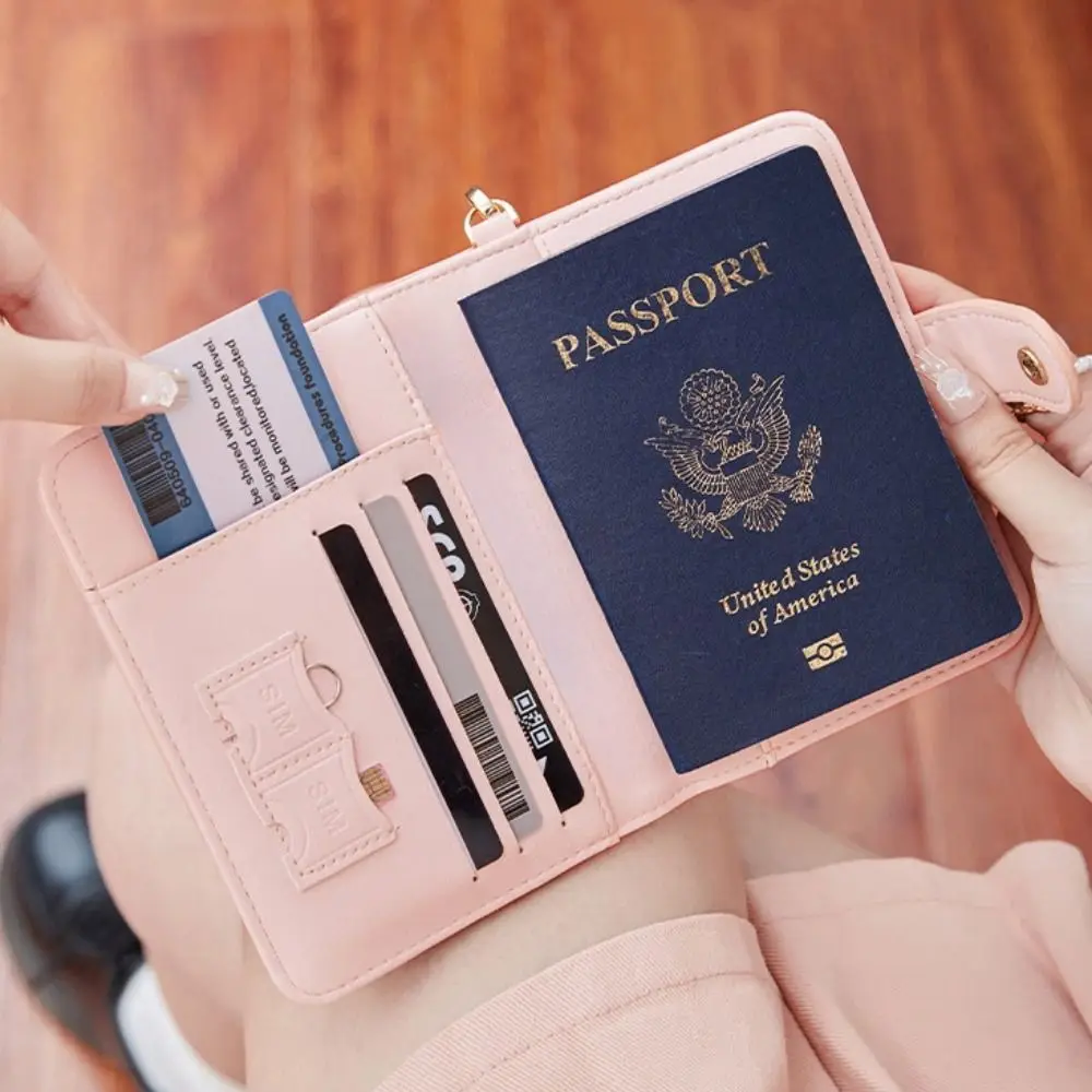 

Waterproof Halter Passport Cover Multifunction Card Case Leather Passport Holder Airplane Check-in Ticket Folder