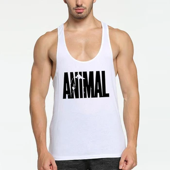 ANIMAL Letter Printed Gym Clothing Mens Bodybuilding Fitness Tank Top Cotton Raceback Stringer Singlets Workout Sleeveless Shirt 4