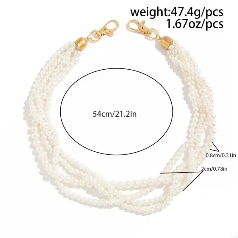 Y3NE Elegant Elegant Pearls Chain Belt สำหรับผู้หญิงที่ปรับได้และพกพาสำหรับการสวมใส่ในชีวิตประจำวันและกิจกรรมพิเศษ