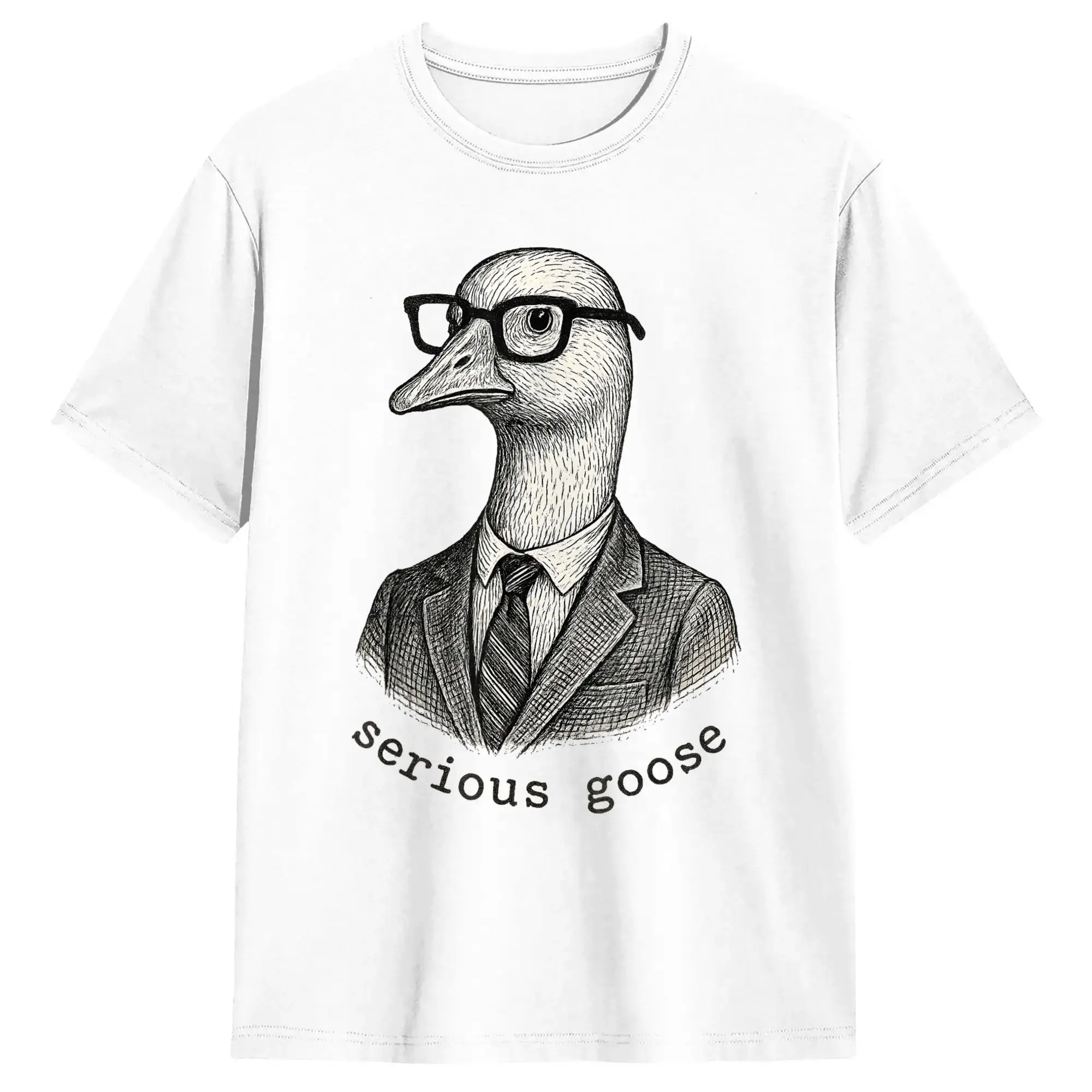 Men's Serious Goose T-Shirts  100% Cotton Clothes Summer Vintage Short Sleeve T-Shirt O Neck Fashion Casual Tee Shirt