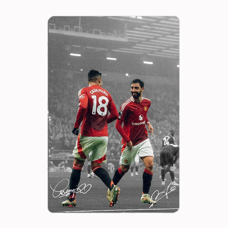 Casemiro & Bruno Fernandes Football Player Retro Metal Poster Club Home Decor Bar Cave Tin Sign Pub Room Decor Wall Decor