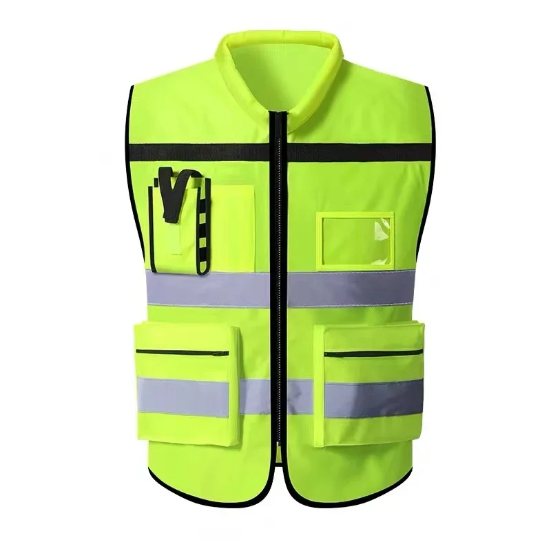 Chaleco de seguridad reflectante de alta visibilidad, tela Oxford, trabajadores de la construcción, ropa de trabajo personalizada para ciclismo