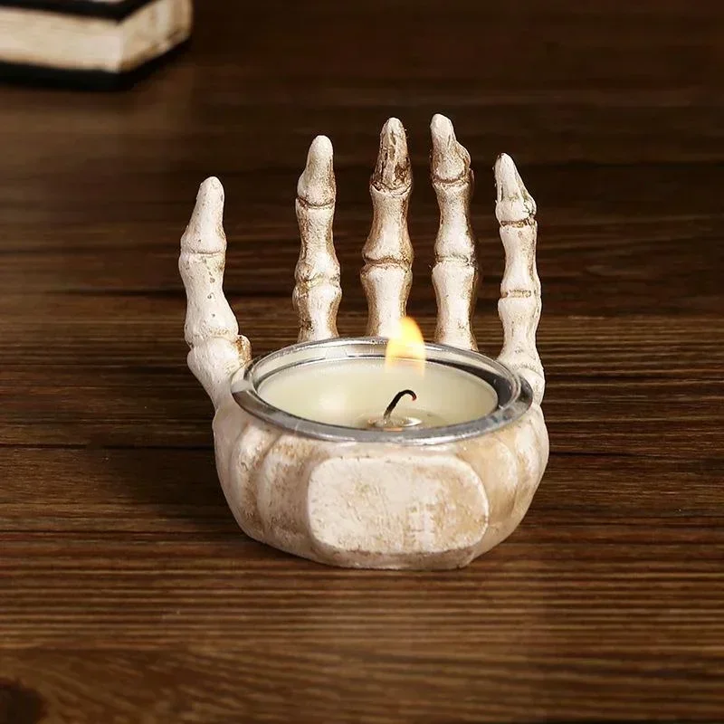 Creative New 2026 Halloween Ghost Festival Horror Decoration Secret Room Escape Script Kill Movie Props Bone Candlestick