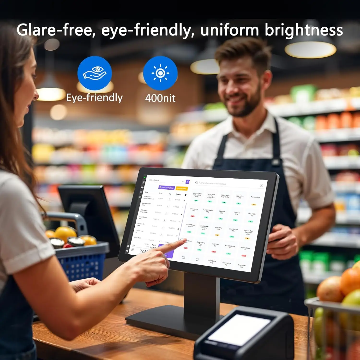 OEM ODM 15 Inch True Flat Screen High Brightness Capacitive Touch Screen Monitor for Retail Restaurant Supermarket POS Machine