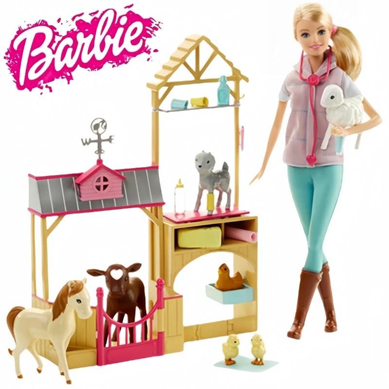 

Original Barbie Farm Veterinary Set Barbie Doll Dress Up Clothes Toy Girl Ornaments Decoration Dhb71 Birthday Gift Big Gift Box