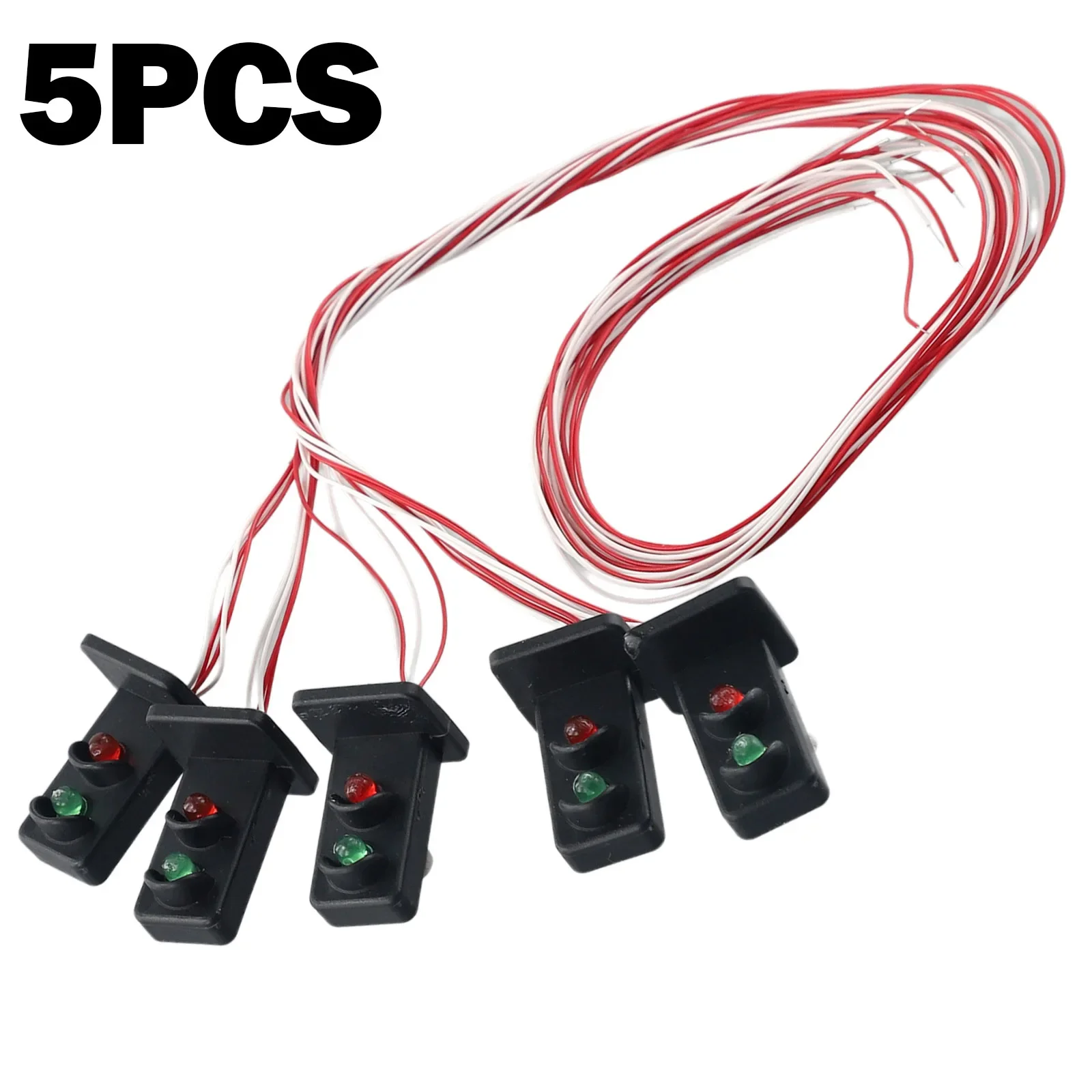 5 Pcs Lamp Posts OO HO Gauge 20mm LEDs Made Green/Red Dwarf Signals 2 Aspects Model Train Scenery Or Street Layout Accessories