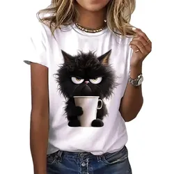 T Shirt Funny Cat Women Kawaii T-shirt Girl Casual Short Sleeve O Neck Top for Summer Female Animal Clothing Tshirt