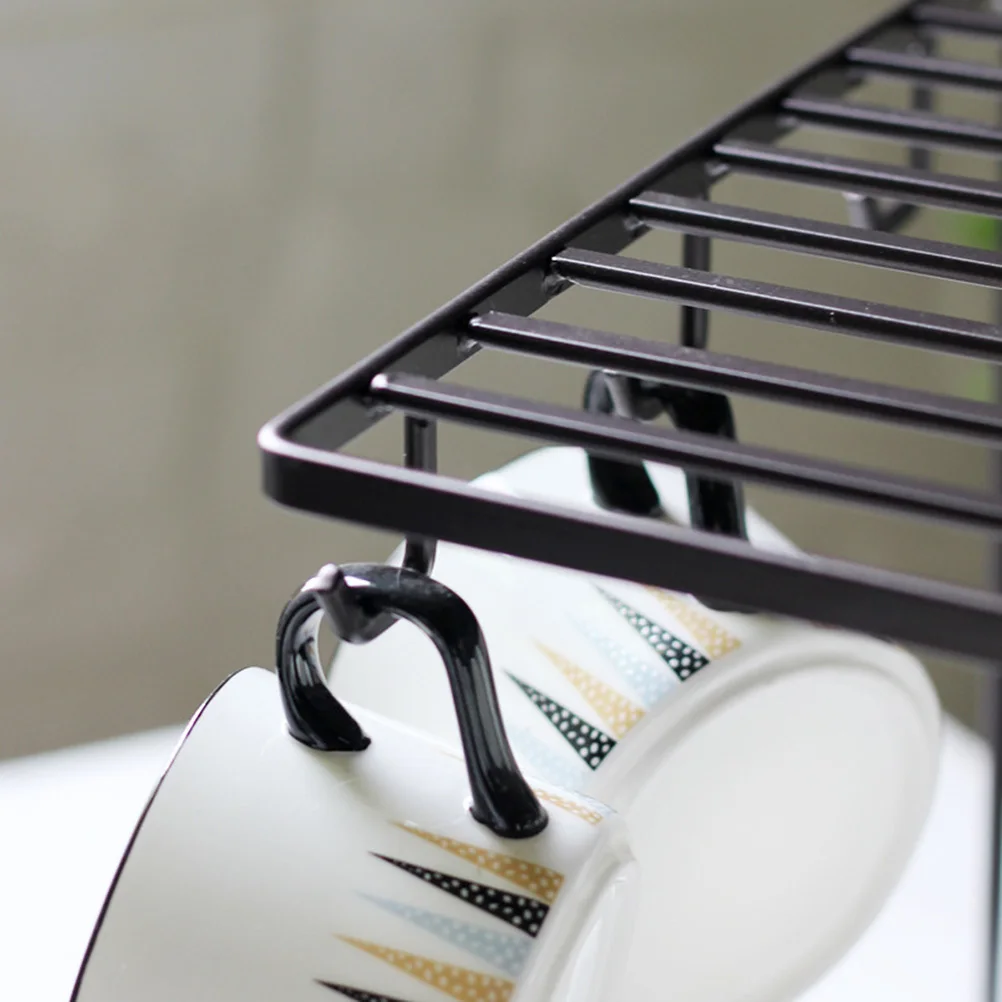 

Glass Cup Drain Holder Stand Dark Coffee Cup Organizer Shelf Mug Holder Kitchen Counter Drying Rack Office Dining Table