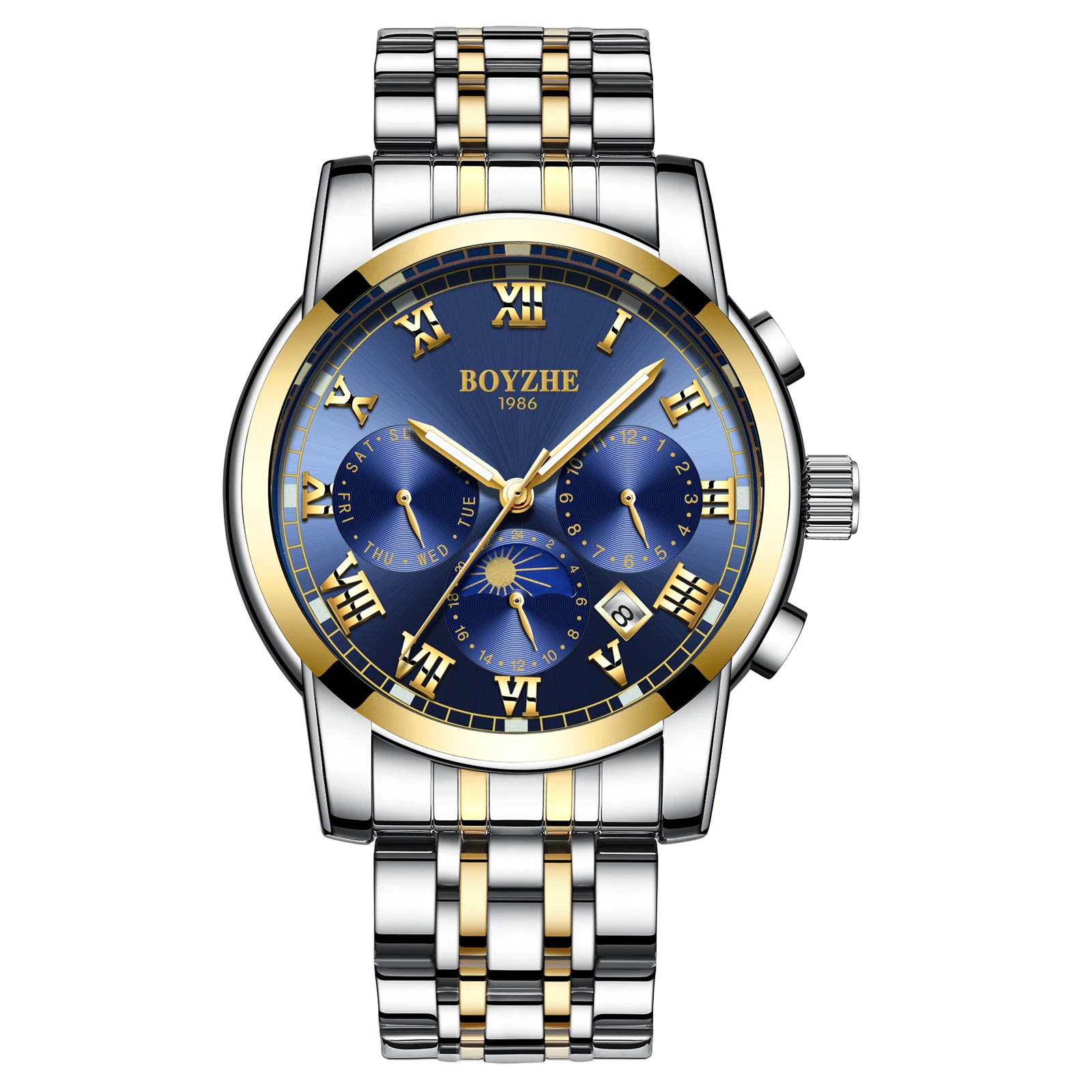BOYZHE Japanese Movement Mechanical Watch Stainless Steel Men's Watch Simple Business Mechanical Watch WL001