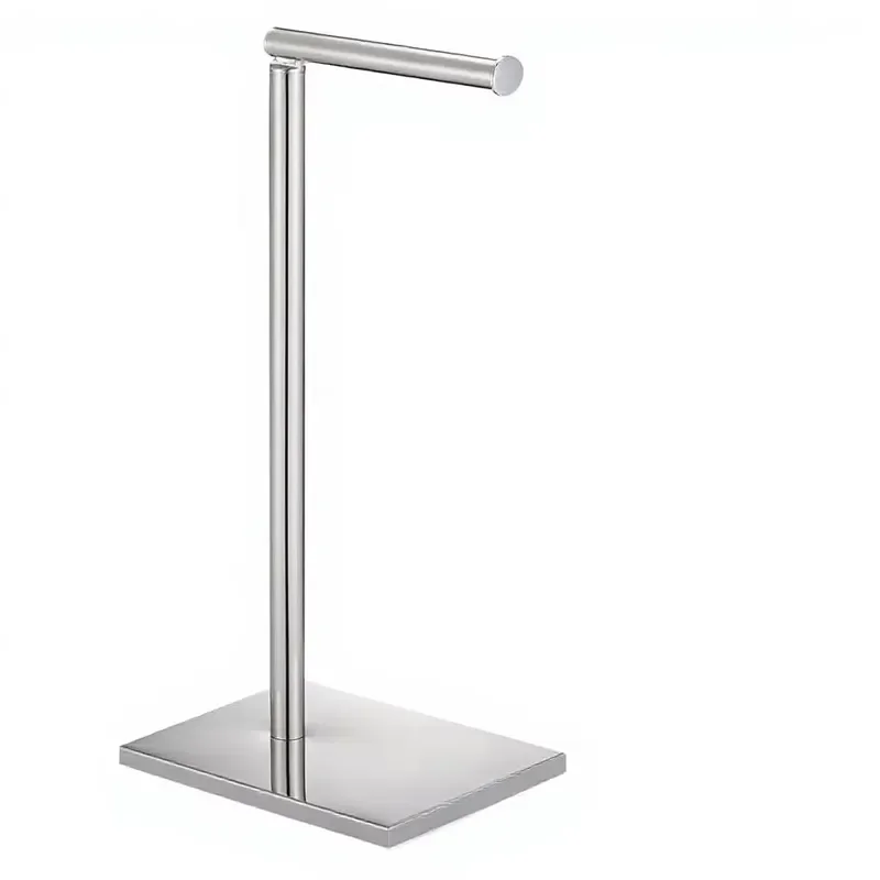 Chrome Finish Stainless Steel Freestanding Toilet Paper Holder With Weighted Base And 4 Roll Storage For Modern Bathroom